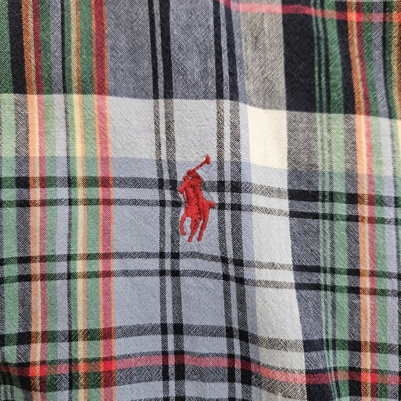Ralph Lauren Shirt Plaid Check Short Sleeve Blue Red Men's Medium - Picture 3 of 6